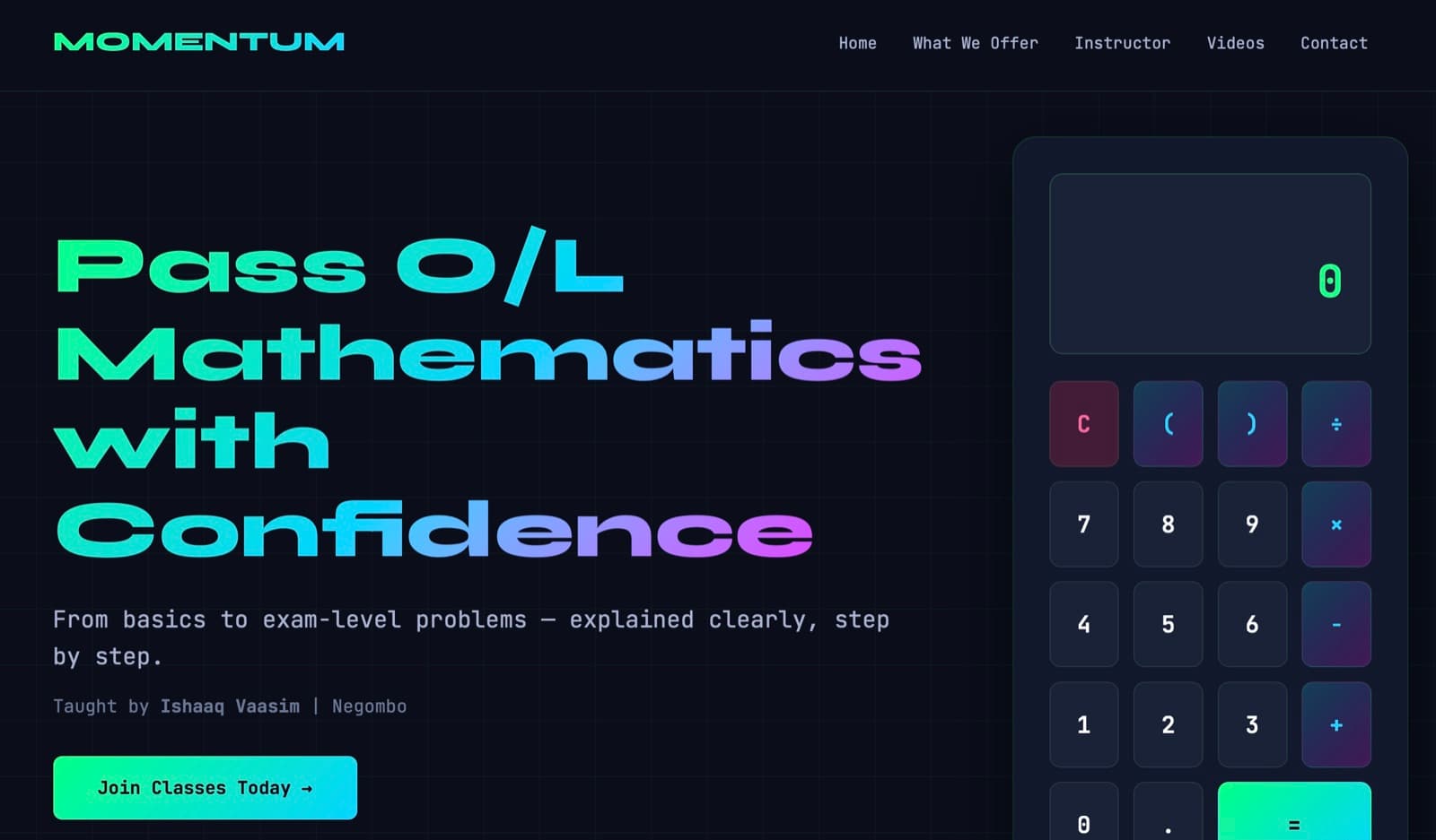 Momentum Maths — website